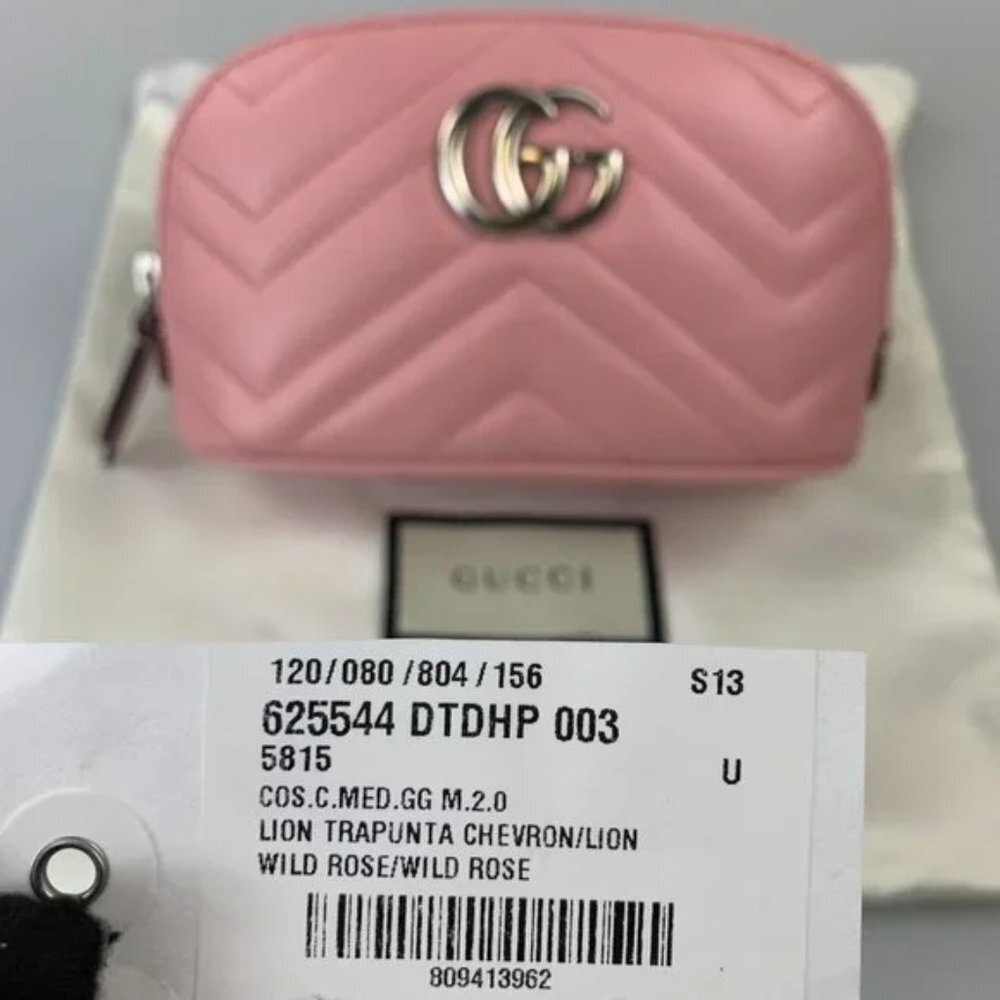 NWT Gucci Pink GG Marmont Cosmetic Case - Picture 10 of 10